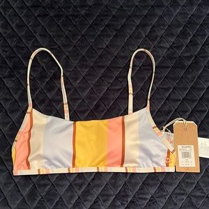 Billabong striped bandeau bikini top NWT size S